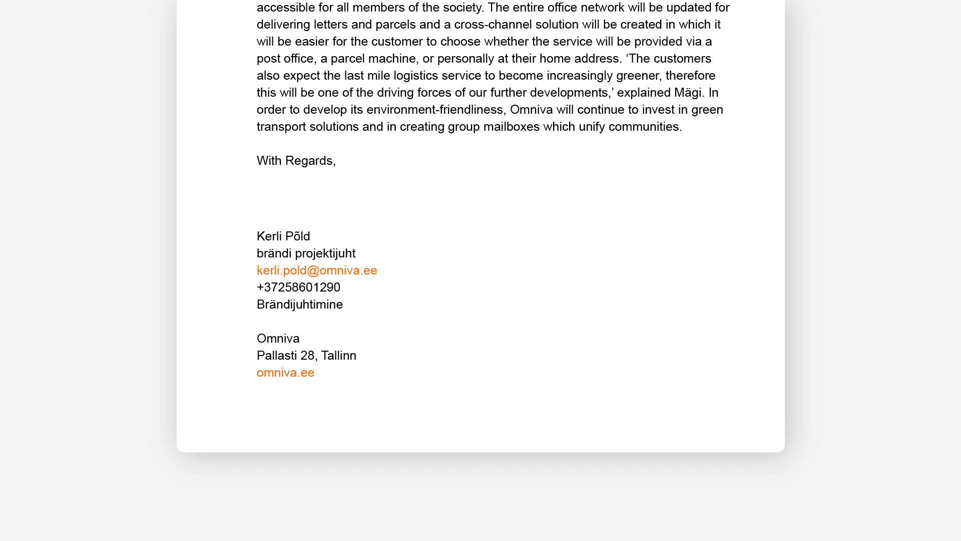 Omniva email signature